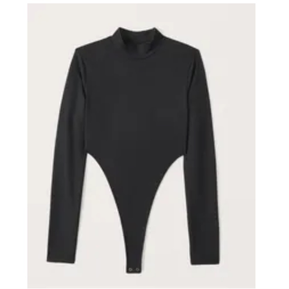 Abercrombie & Fitch Long-Sleeve Seamless Fabric Mockneck High-Leg Bodysuit